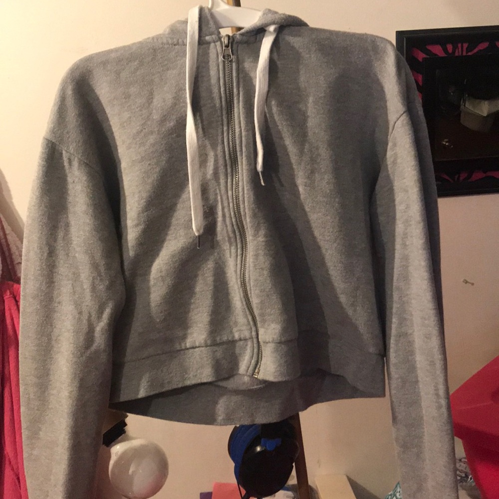 A grey crop hoodie